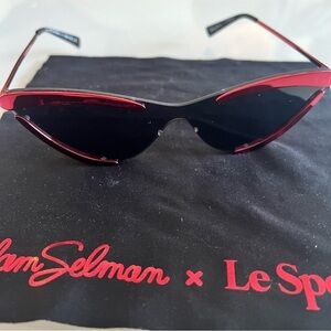 LE SPECS | Black & Red Cat-Eye Metal detailed designer Sunglasses